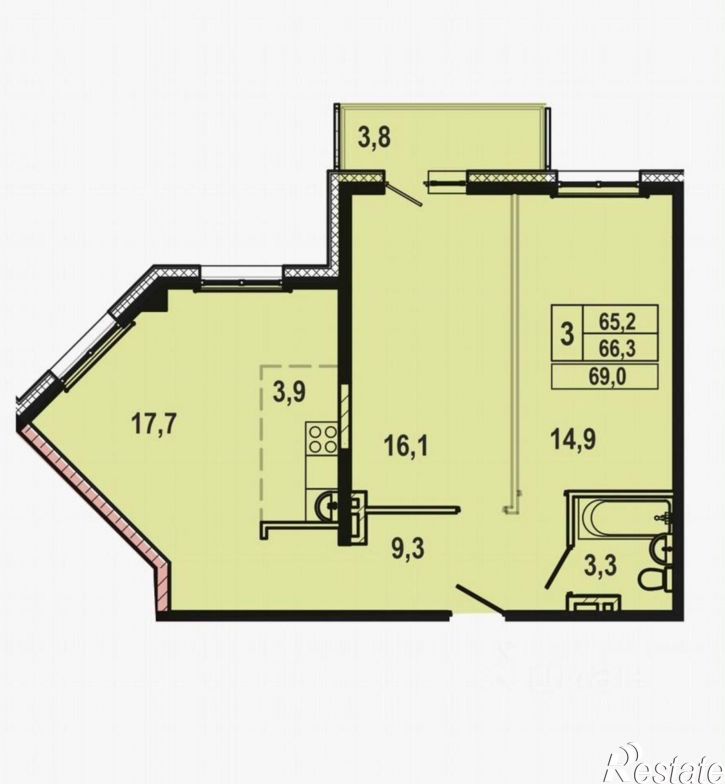 2-комн квартира микрорайон Ново-Ленино