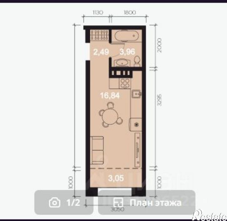 1-комн квартира в новом доме Верхняя Набережная улица, 127,  д. 127