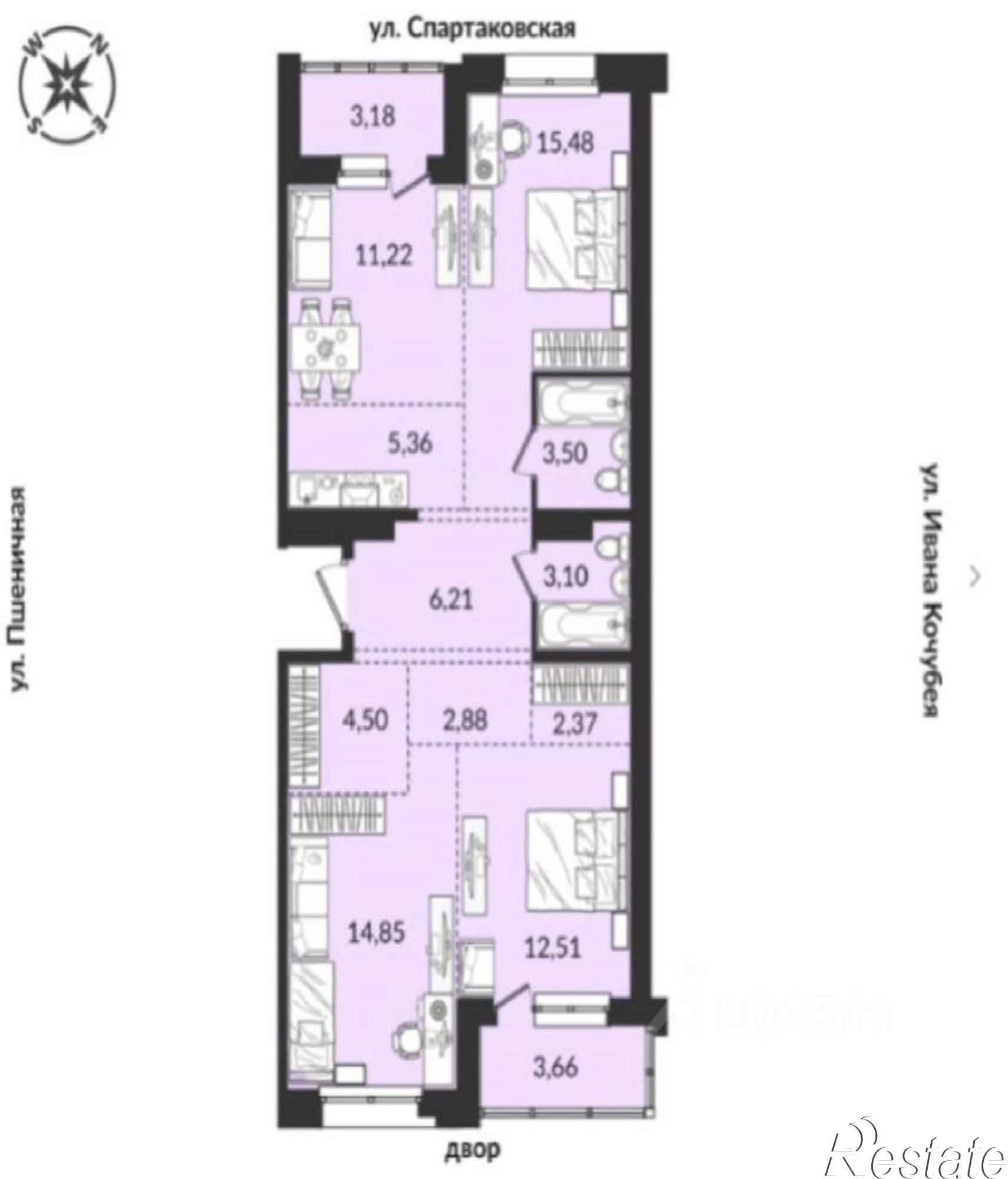 Купить квартиру за 9 984 000 рублей на улица Ивана Кочубея, 2/1