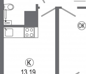 1-комн, 40 кв м, этаж 4/16 улица Ширямова, 22/2
