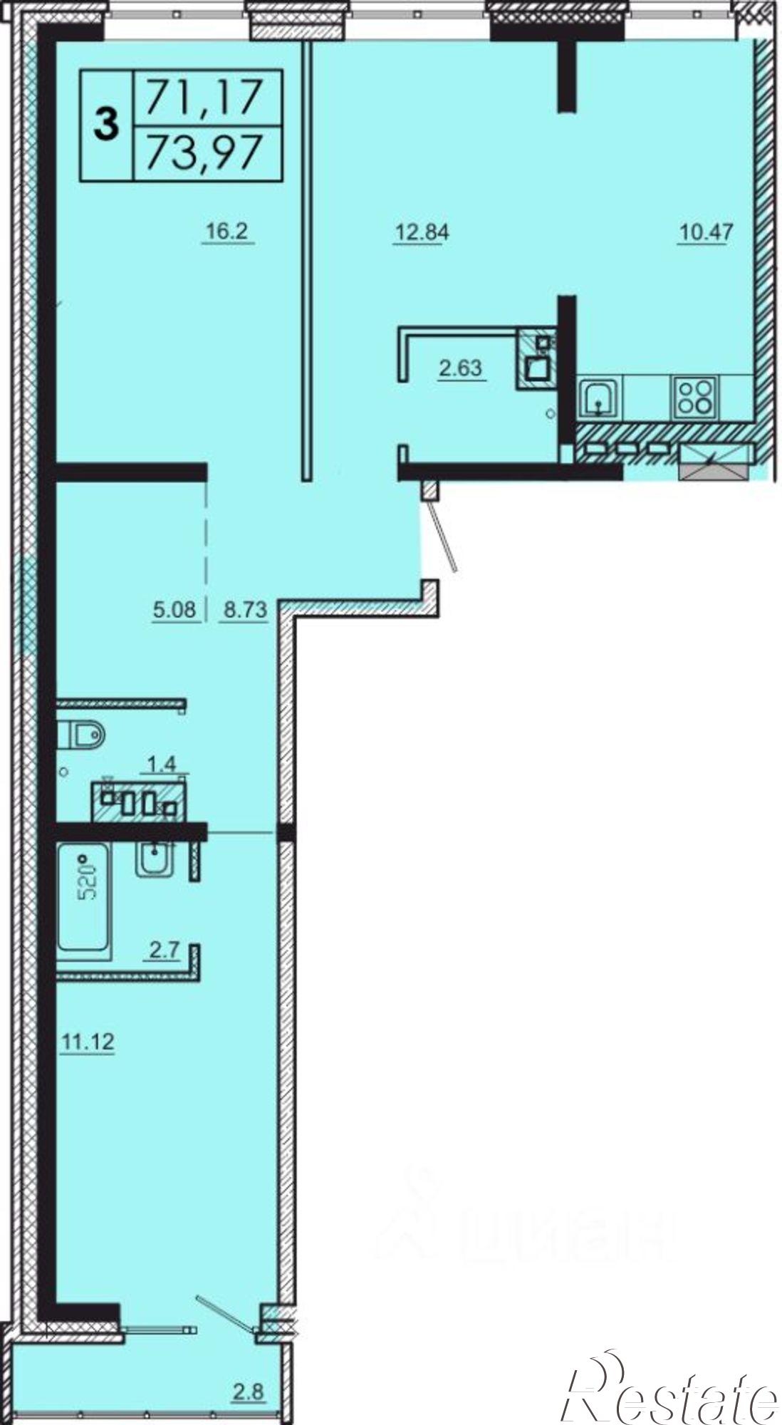 Купить квартиру за 7 480 000 рублей на ул Баумана, 271/1