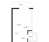 1-комн, 33 кв м, этаж 14/19 улица Баррикад, 60/5