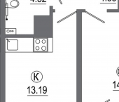 1-комн, 40 кв м, этаж 5/16 городок ИВАТУ