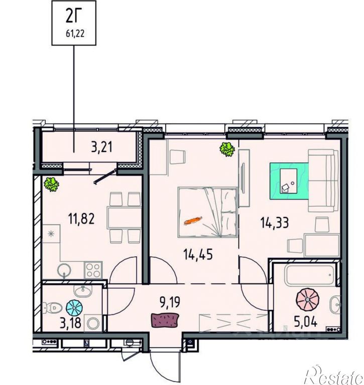 2-комн квартира в новом доме улица Баррикад, 62/9,  д. 62/9