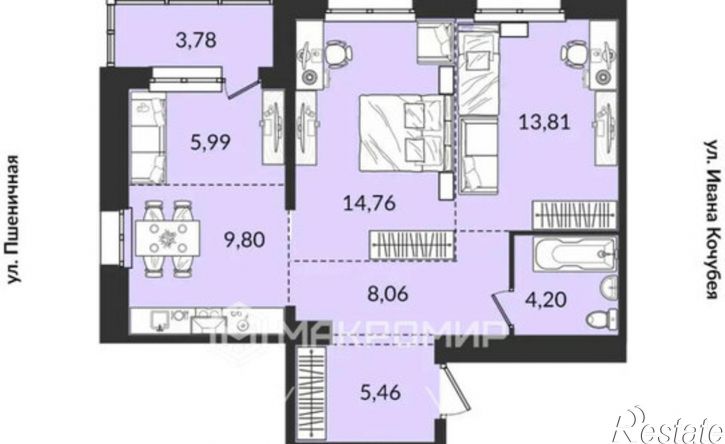 3-комн квартира ул Пшеничная, 15,  д. 15