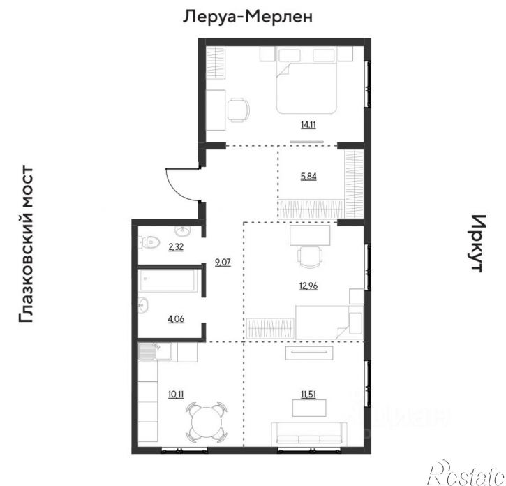 3-комн квартира в новом доме квартал Затон, улица Набережная Иркута