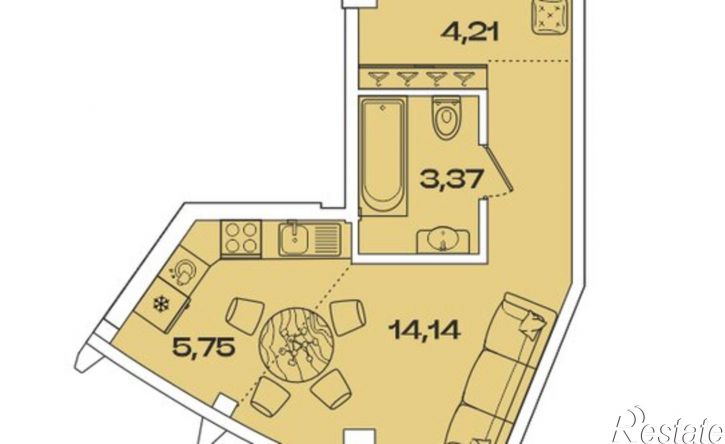 1-комн квартира в новом доме ул Кожова, 14/2,  д. 14/2