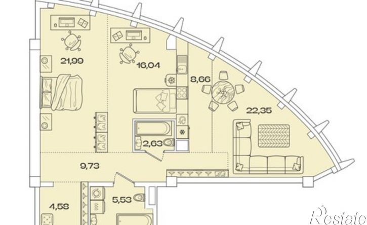 3-комн квартира в новом доме ул Кожова, 14/3,  д. 14/3