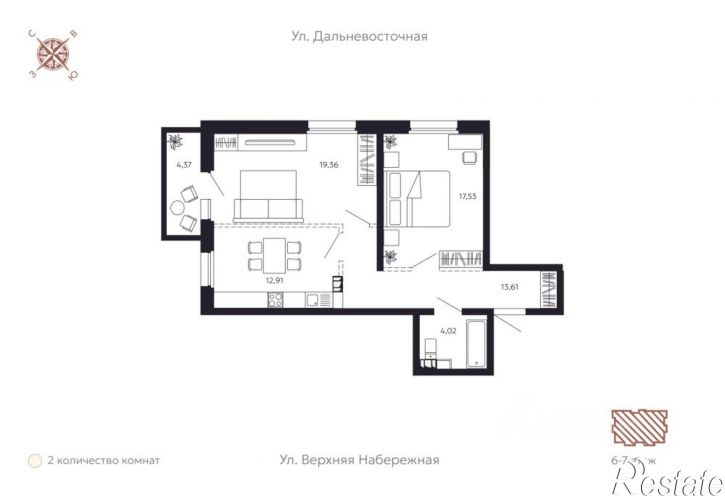 2-комн квартира в новом доме ул Верхняя Набережная, 139,  д. 139