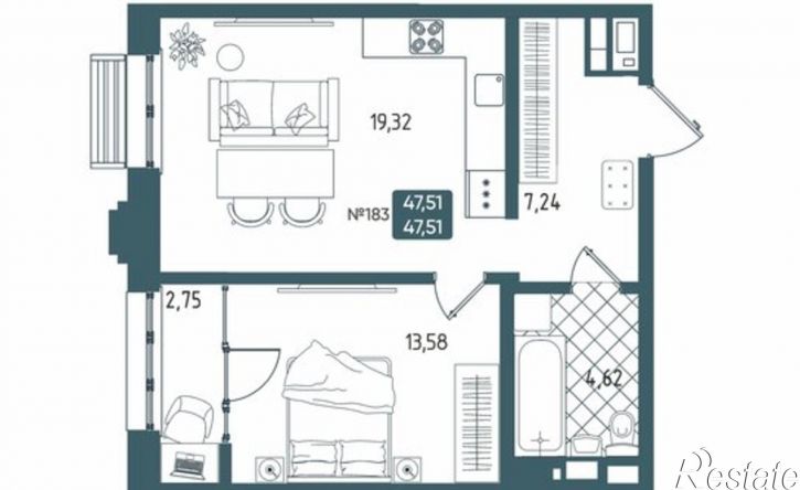 1-комн квартира в новом доме Старо-Кузьмихинская улица, 39/1,  д. 39/1