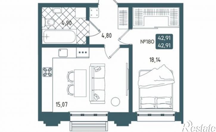 1-комн квартира в новом доме Старо-Кузьмихинская улица, 39/1,  д. 39/1