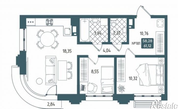 2-комн квартира в новом доме Старо-Кузьмихинская улица, 39/1,  д. 39/1