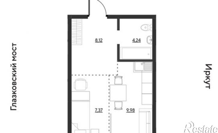 1-комн квартира в новом доме улица Набережная Иркута, 23,  д. 23