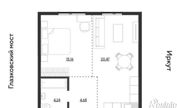 2-комн квартира в новом доме улица Набережная Иркута, 23,  д. 23
