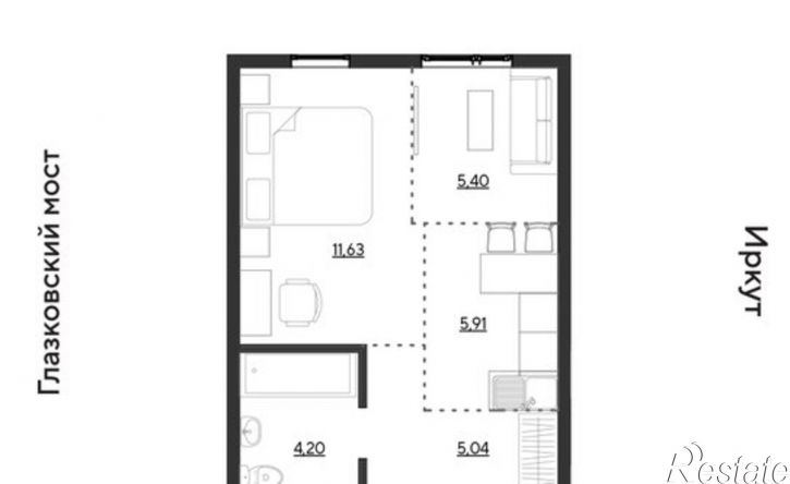 2-комн квартира в новом доме улица Набережная Иркута, 23,  д. 23