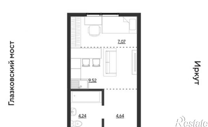 1-комн квартира в новом доме улица Набережная Иркута, 23,  д. 23