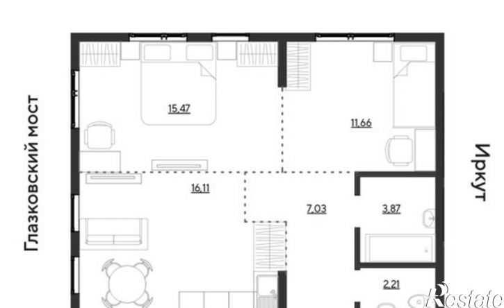 3-комн квартира в новом доме улица Набережная Иркута, 23,  д. 23