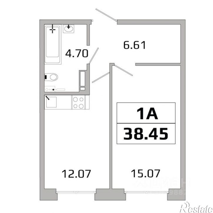 1-комн квартира в новом доме Советская улица, 176 к198,  д. 176 к198