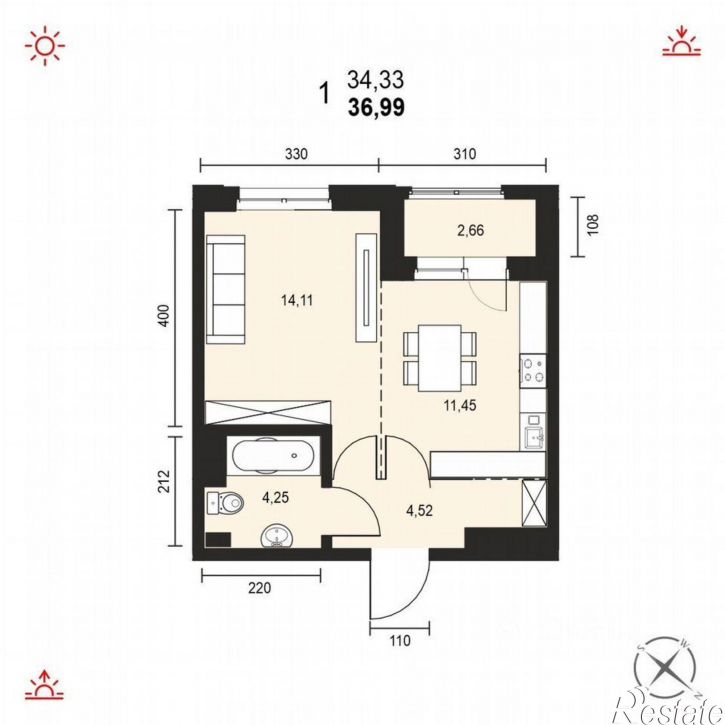 1-комн квартира ул Березовая Роща, 1,  д. 1