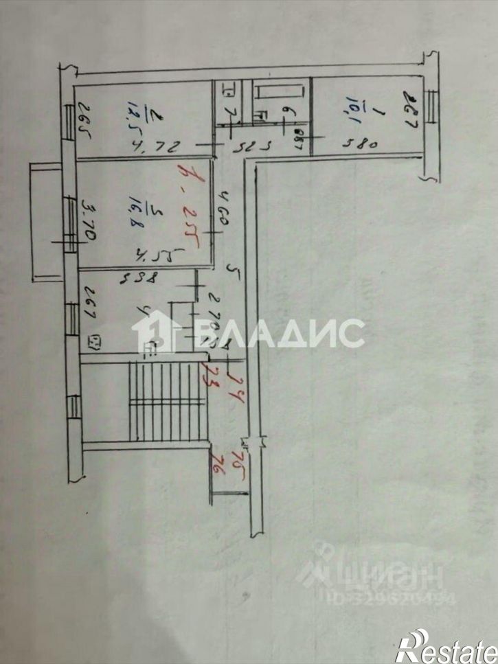 3-комн квартира микрорайон Первомайский, 21