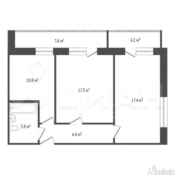 2-комн квартира Пограничный пер, 1г,  д. 1г