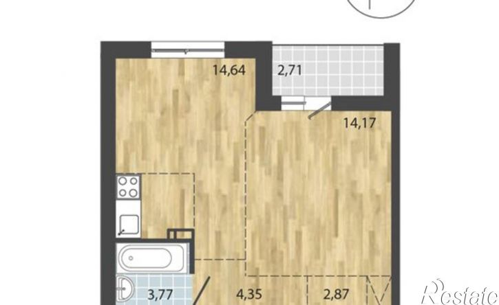 1-комн квартира в новом доме улица Геологов, 26Г,  д. 26Г