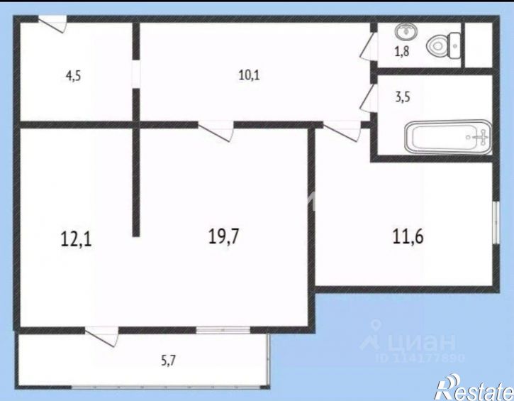 2-комн квартира ул Булавина, 10/2,  д. 10/2