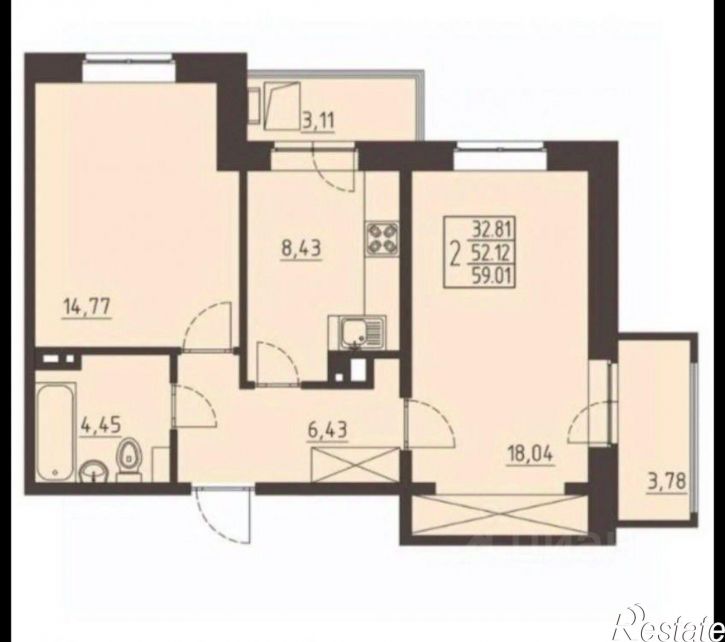 2-комн квартира ул Рылеева, 7,  д. 7