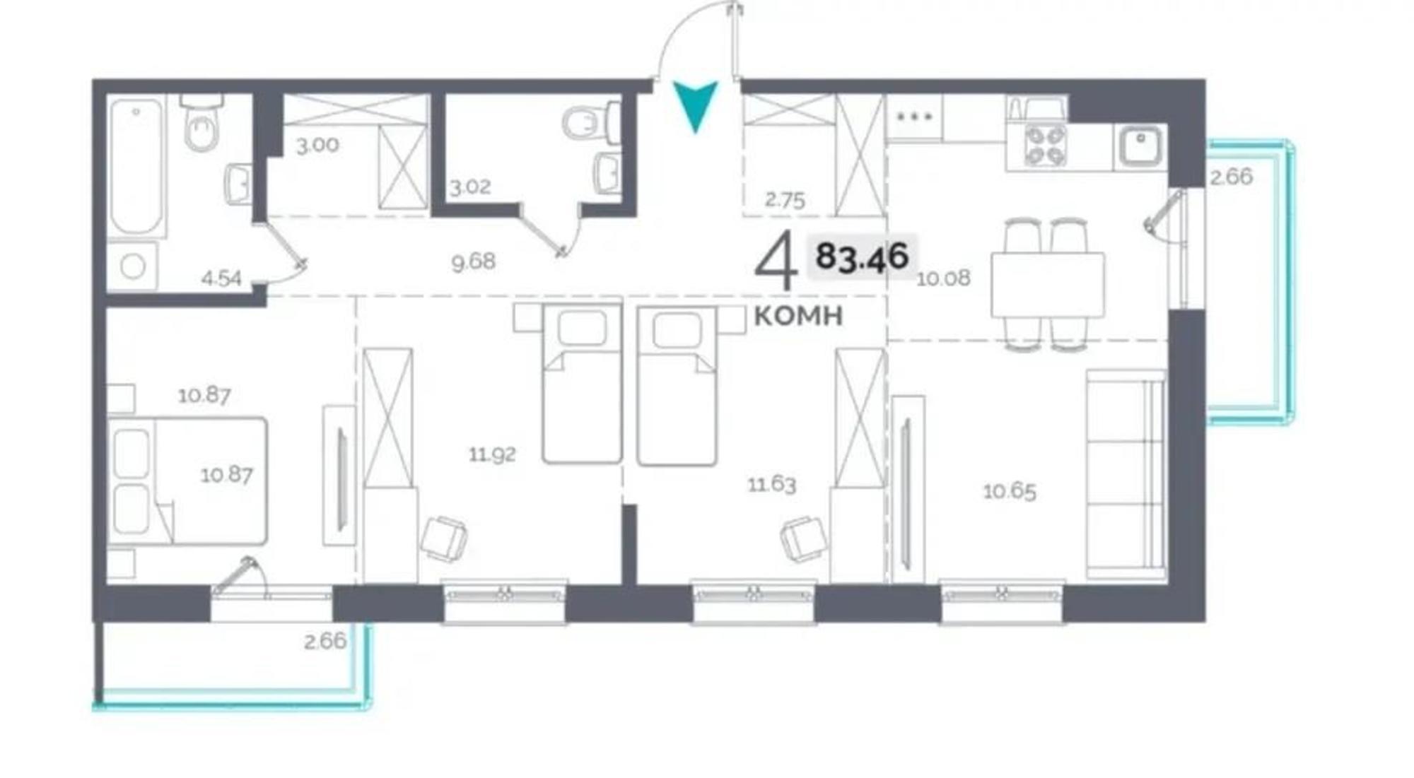 Купить квартиру за 11 210 000 рублей на Пулковский пер., 29