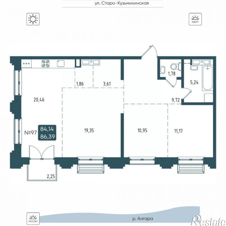 3-комн квартира в новом доме ул Овражная, 12а,  д. 12а