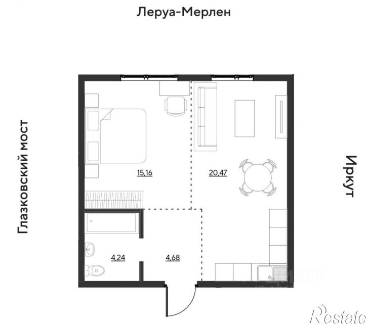2-комн квартира в новом доме улица Набережная Иркута, 23,  д. 23