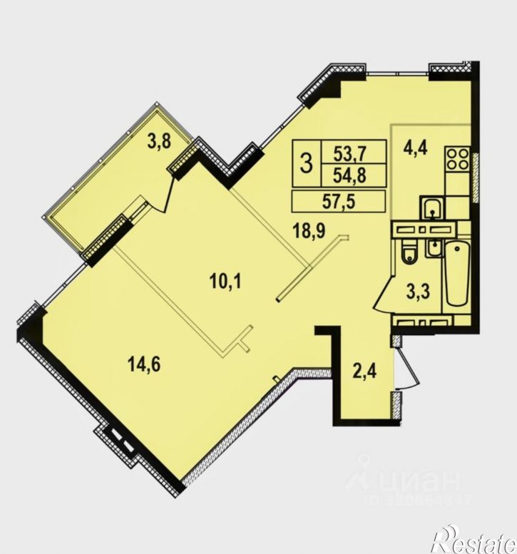 3-комн квартира микрорайон Ново-Ленино