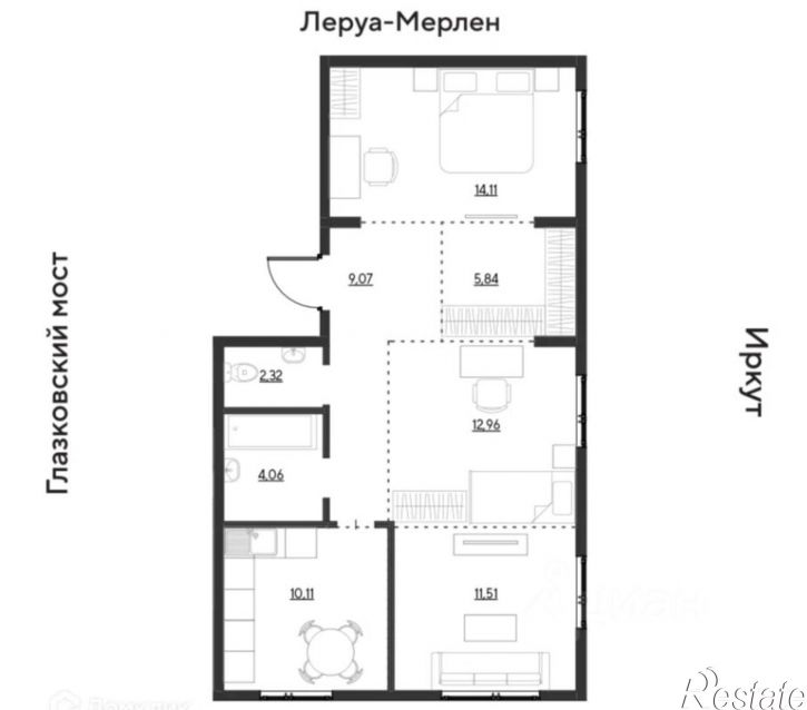 3-комн квартира ул Набережная Иркута, 1/2Б,  д. 1/2Б