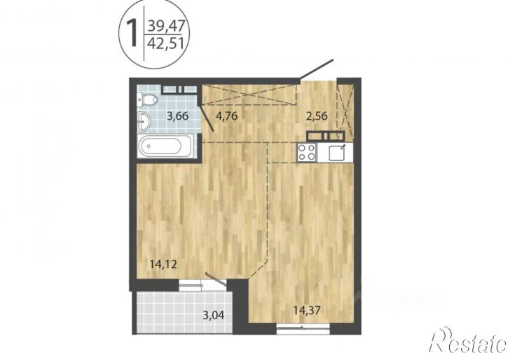 1-комн квартира в новом доме ул Геологов, 26г,  д. 26г