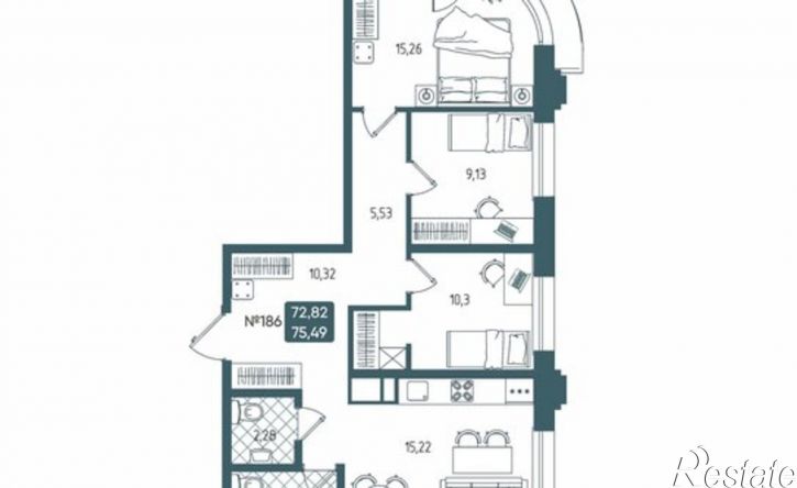 3-комн квартира в новом доме Старо-Кузьмихинская улица, 39/1,  д. 39/1