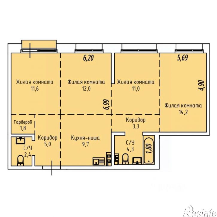 3-комн квартира в новом доме ул Култукская, 16,  д. 16