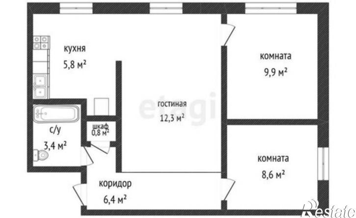 3-комн квартира микрорайон Юбилейный, 93