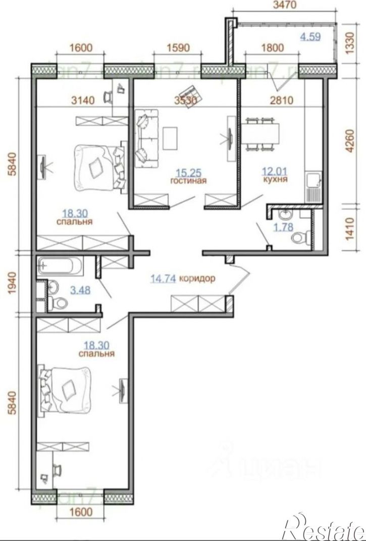 3-комн квартира Иркутск г., Правобережный