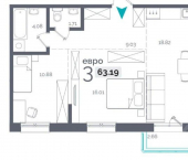 2-комн, 63кв м, этаж 11/15 Пулковский пер, 29