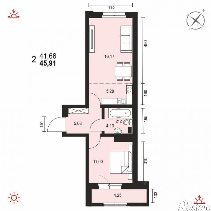 1-комн квартира в новом доме ул Березовая Роща, 30Ж,  д. 30Ж