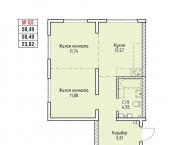 2-комн, 50 кв м, этаж 11/19 Култукская улица, 13В