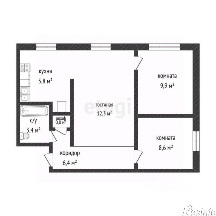 3-комн квартира
