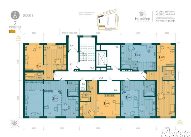 1-комн квартира в новом доме микрорайон Ново-Ленино
