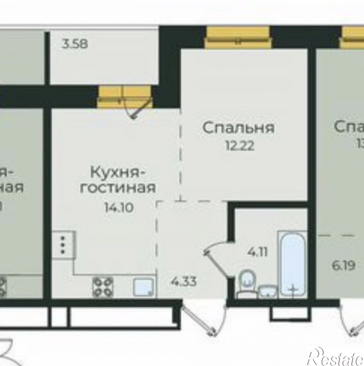 1-комн квартира в новом доме Пискунова, 136