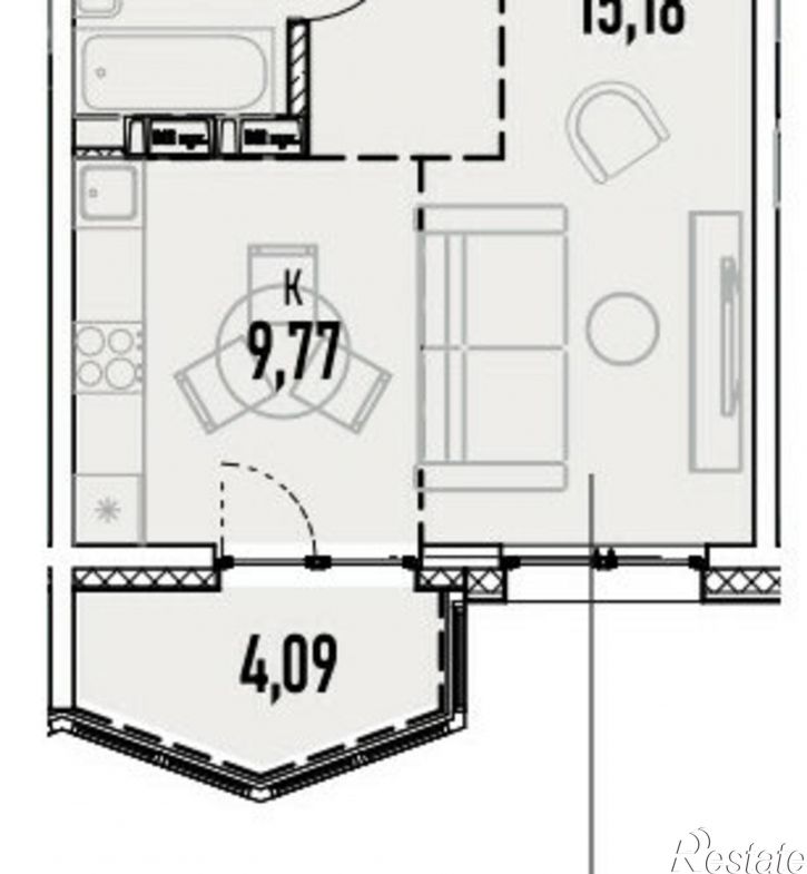 1-комн квартира в новом доме ул Донская, 5Г,  д. 5Г