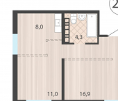 2-комн, 52 кв м, этаж 10/16 ул Моцарта, 113