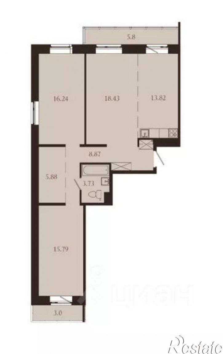 3-комн квартира в новом доме ул Советская, 115/2,  д. 115/2