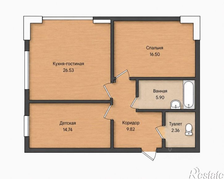2-комн квартира ул Петрова, 18,  д. 18
