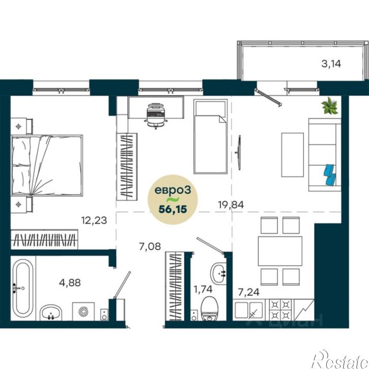 2-комн квартира в новом доме ул Безбокова, 7а,  д. 7а