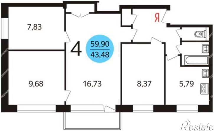 4-комн квартира микрорайон Юбилейный, 56